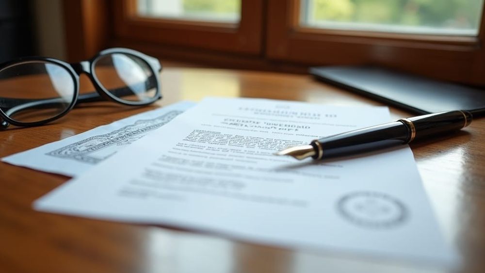 UK savings documents and bond certificate arranged on a wooden desk in soft daylight