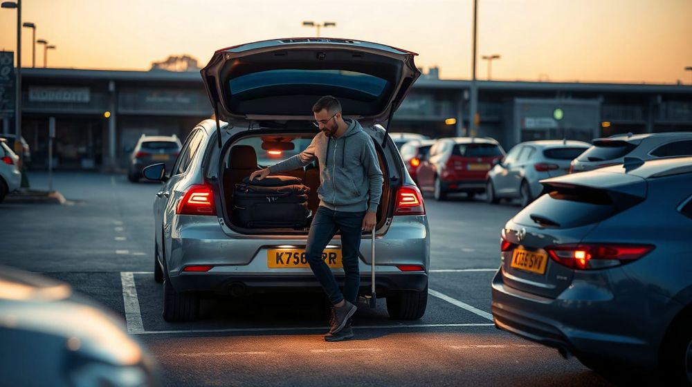 UK airport park and ride car park at dawn