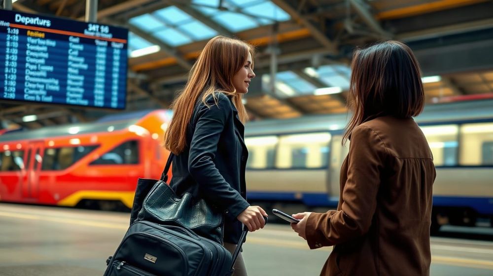 Traveller with a suitcase on a European station platform as a high-speed train waits, illustrating new Italy to Germany rail services