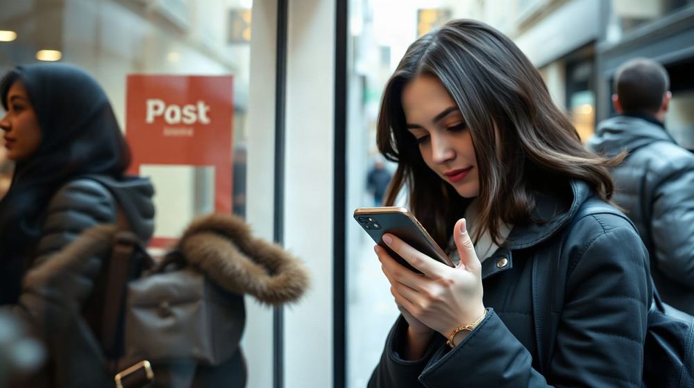 Shopper comparing a folding smartphone and a standard smartphone in a London shop