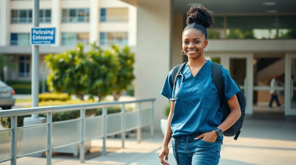 Healthcare student arriving at a clinical placement