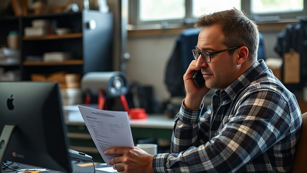 Business owner reading a finance settlement letter on a call