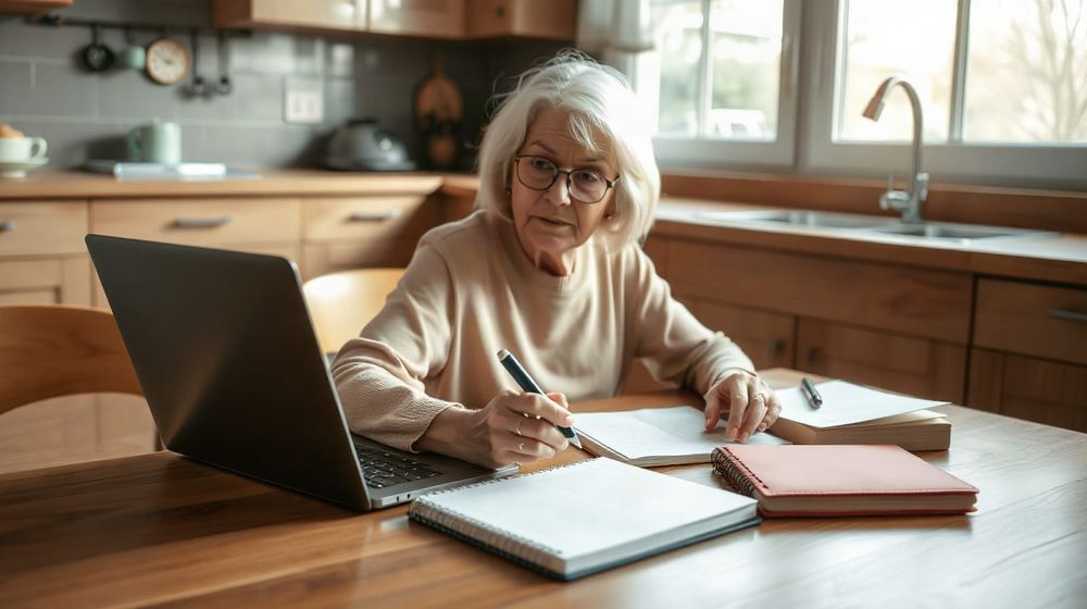 Woman reviewing savings at a kitchen table