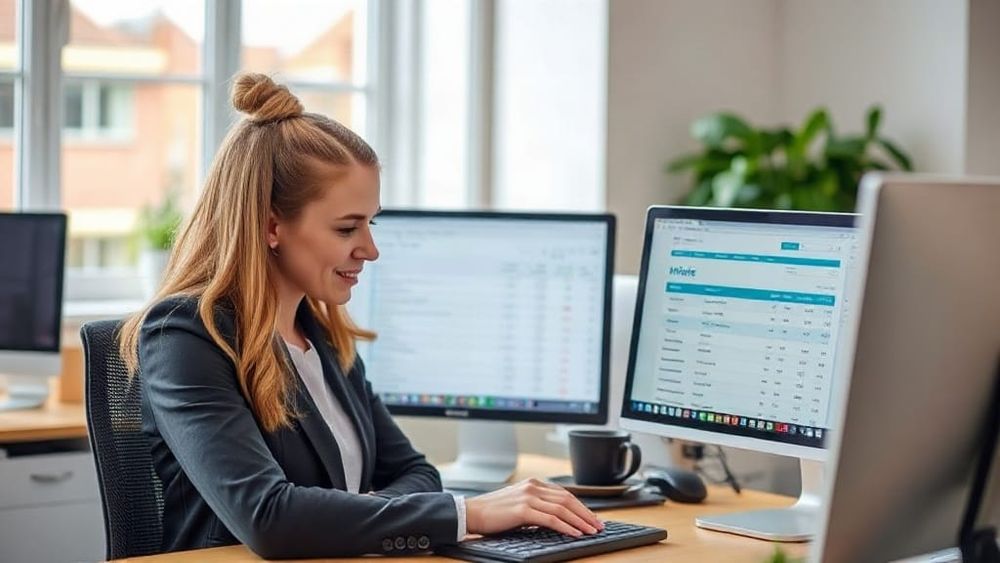 Bookkeeper matching synced invoices on two screens