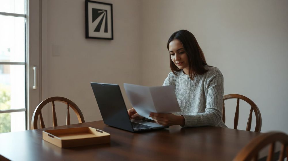Homeowner reviewing mortgage paperwork at a table