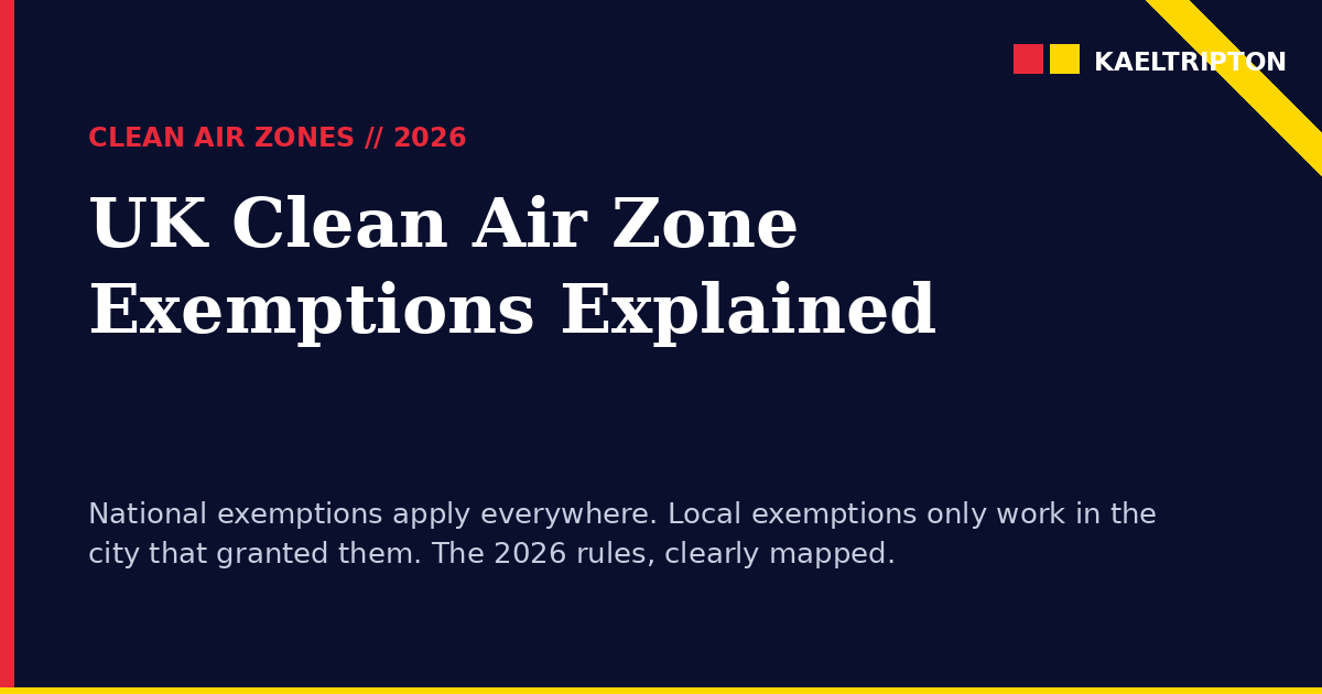 UK Clean Air Zone Exemptions 2026: National and Local Rules Explained