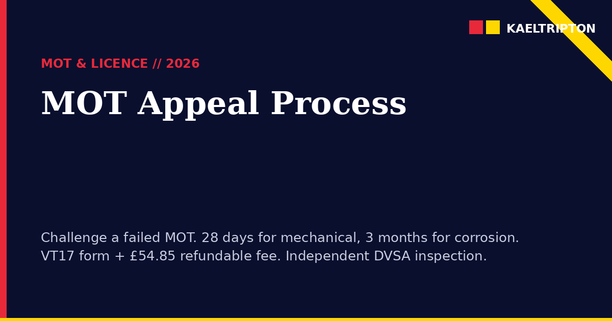 MOT Appeal Process UK 2026: How to Challenge a Failed MOT
