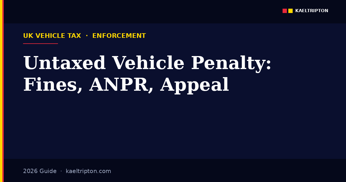 Untaxed vehicle penalty UK 2026 — £80 LLP, ANPR detection, escalation