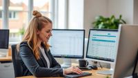Bookkeeper matching synced invoices on two screens