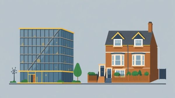 Illustration contrasting business and domestic energy in the UK