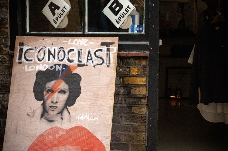A charity shop window display on a UK high street