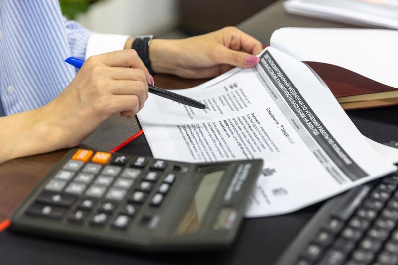 accountant financial documents desk