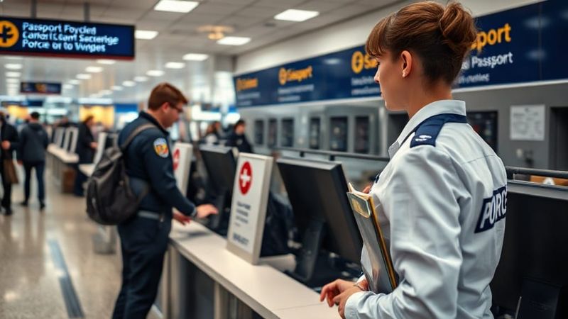 UK Border Force passport control at an airport