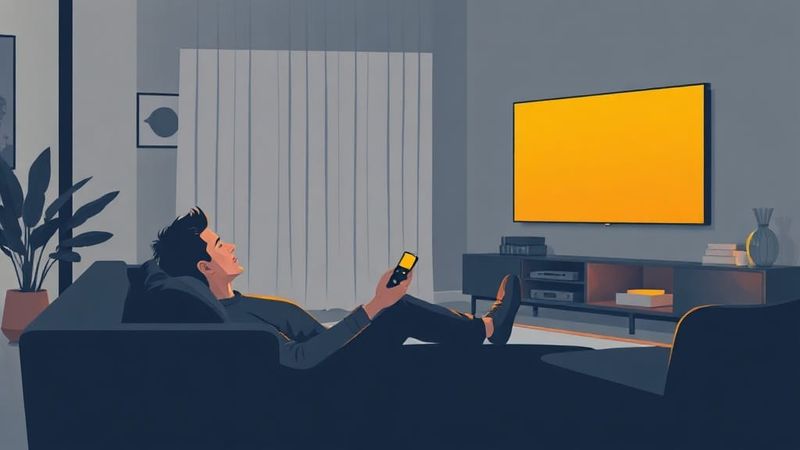 Illustration of a viewer at home watching television