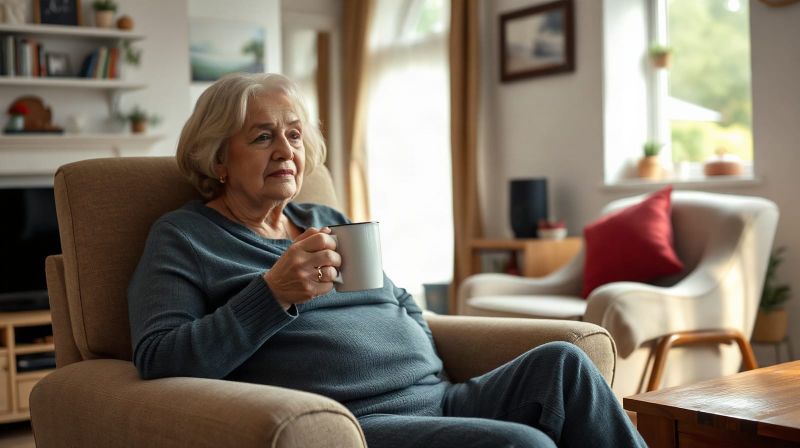 Older woman seated in a living room at home