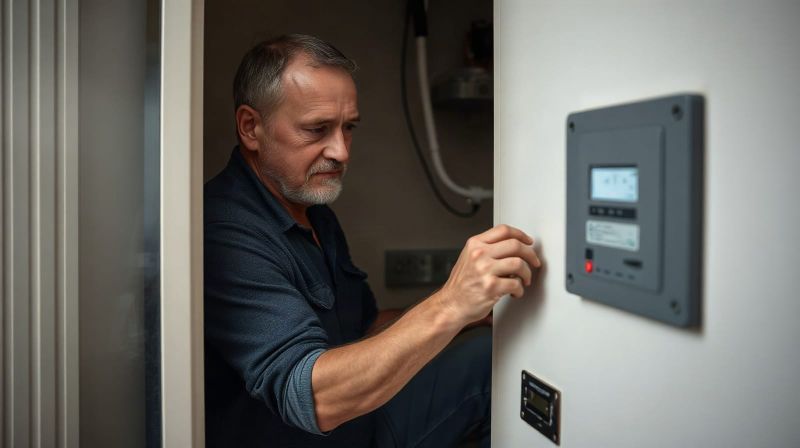 Man checking a domestic electricity meter