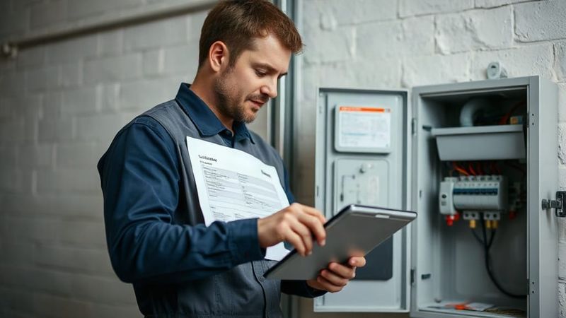Electrician completing a digital certificate on a tablet