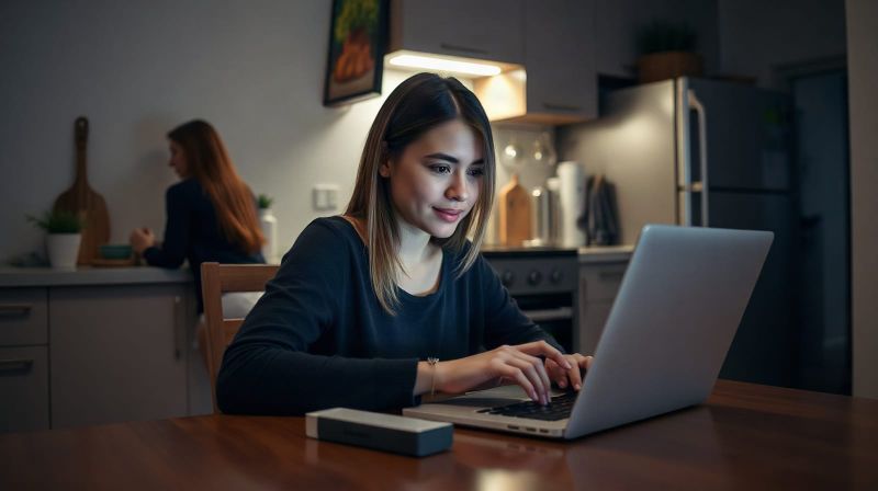 Shopper comparing prices on a laptop