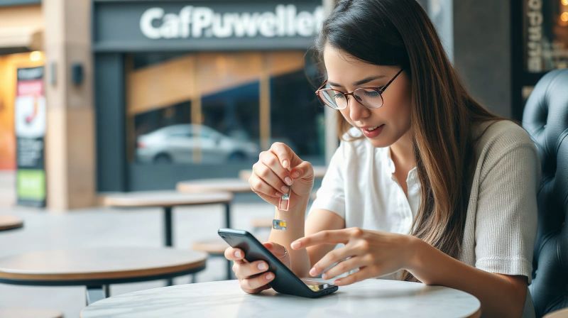 Woman inserting a SIM card into her phone