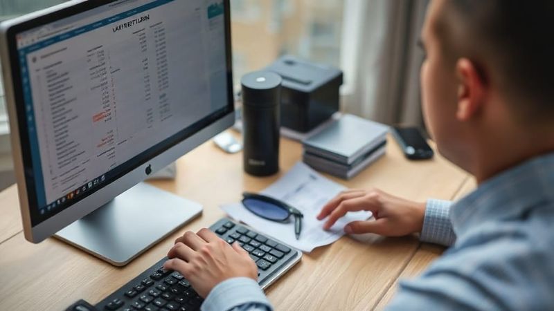 Accountant reviewing a VAT return and lease invoices