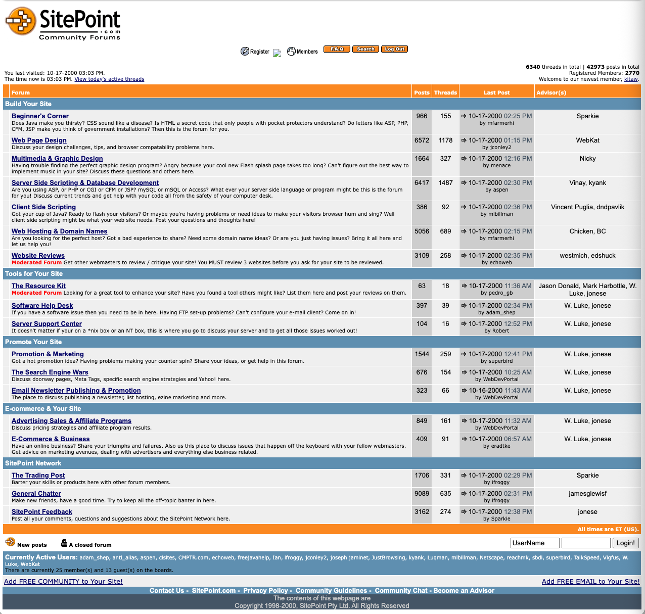 SitePoint’s vBulletin-era forum
