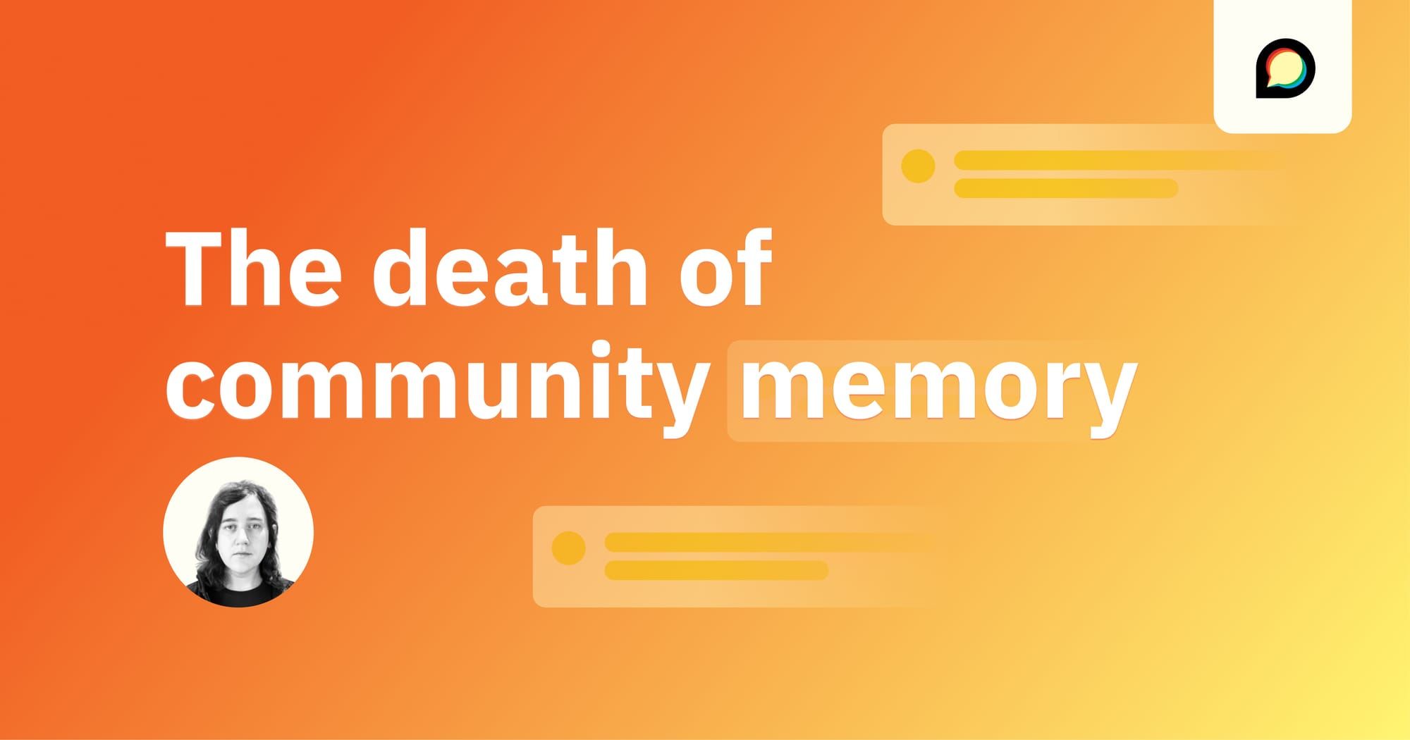 The death of community memory a photo of Joan Westenberg