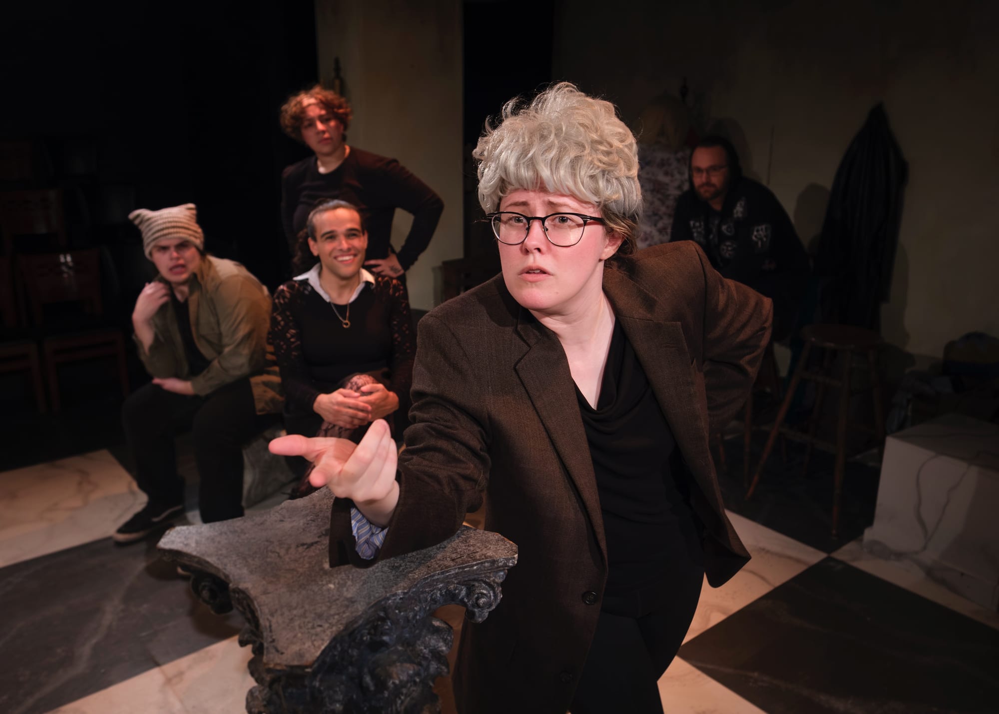 Karly Solon and the ensemble of "Muffed."