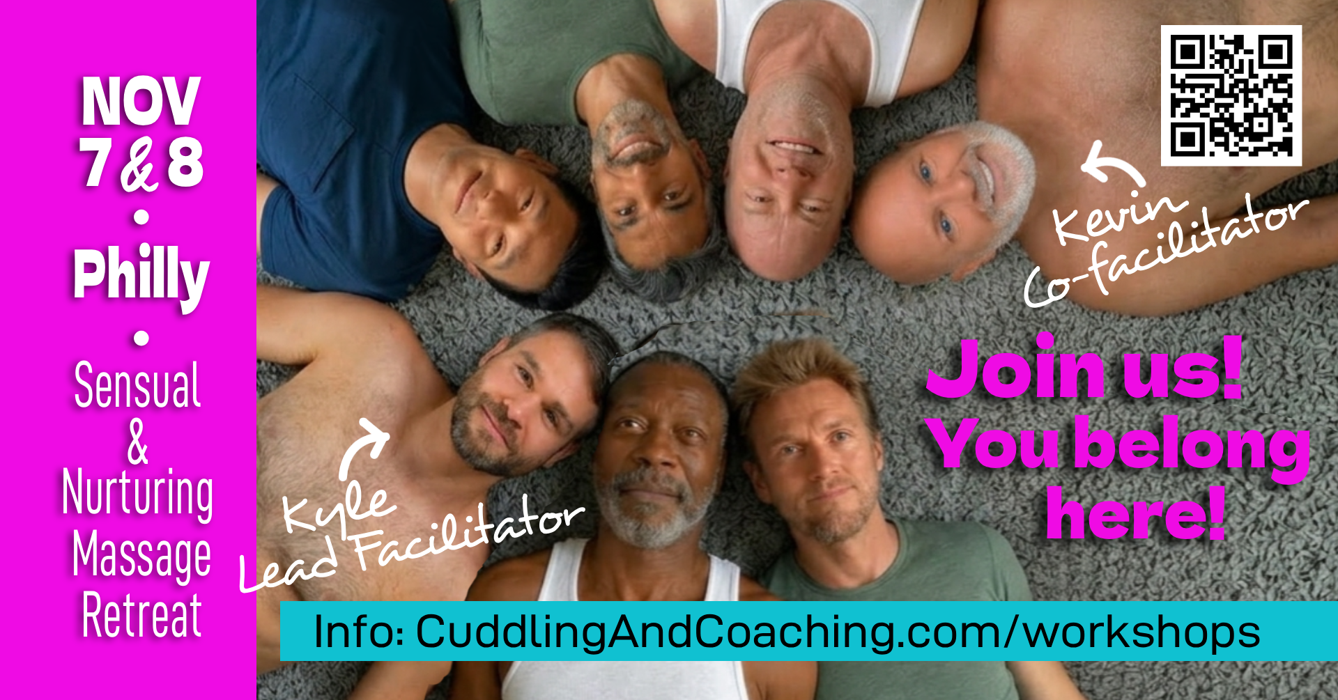 Just 4 spots left! Philly men's clothing-optional 2-day Retreat, Nov. 7 & 8!