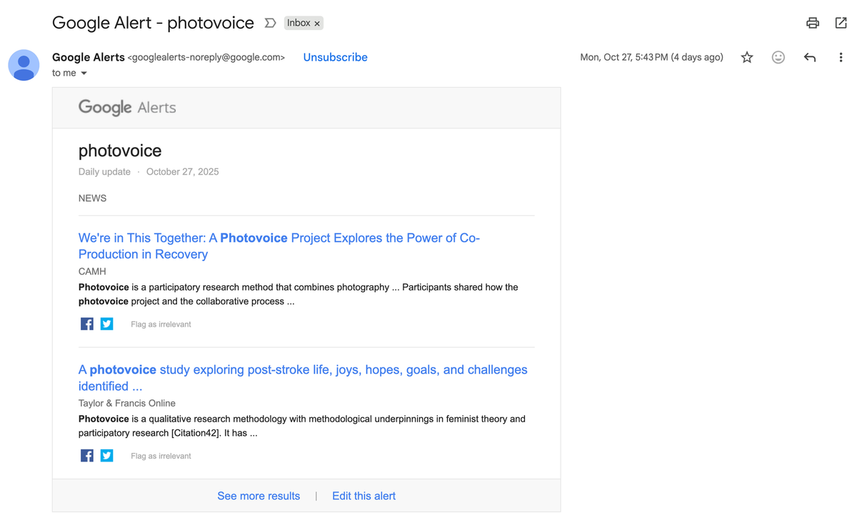 four note friday 1.15 | Seeing Photovoice-in-Action, Using Google Alerts