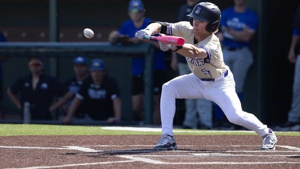 Breck Romero readies for a bunt in a Spring 2025 game for Butler Community College.