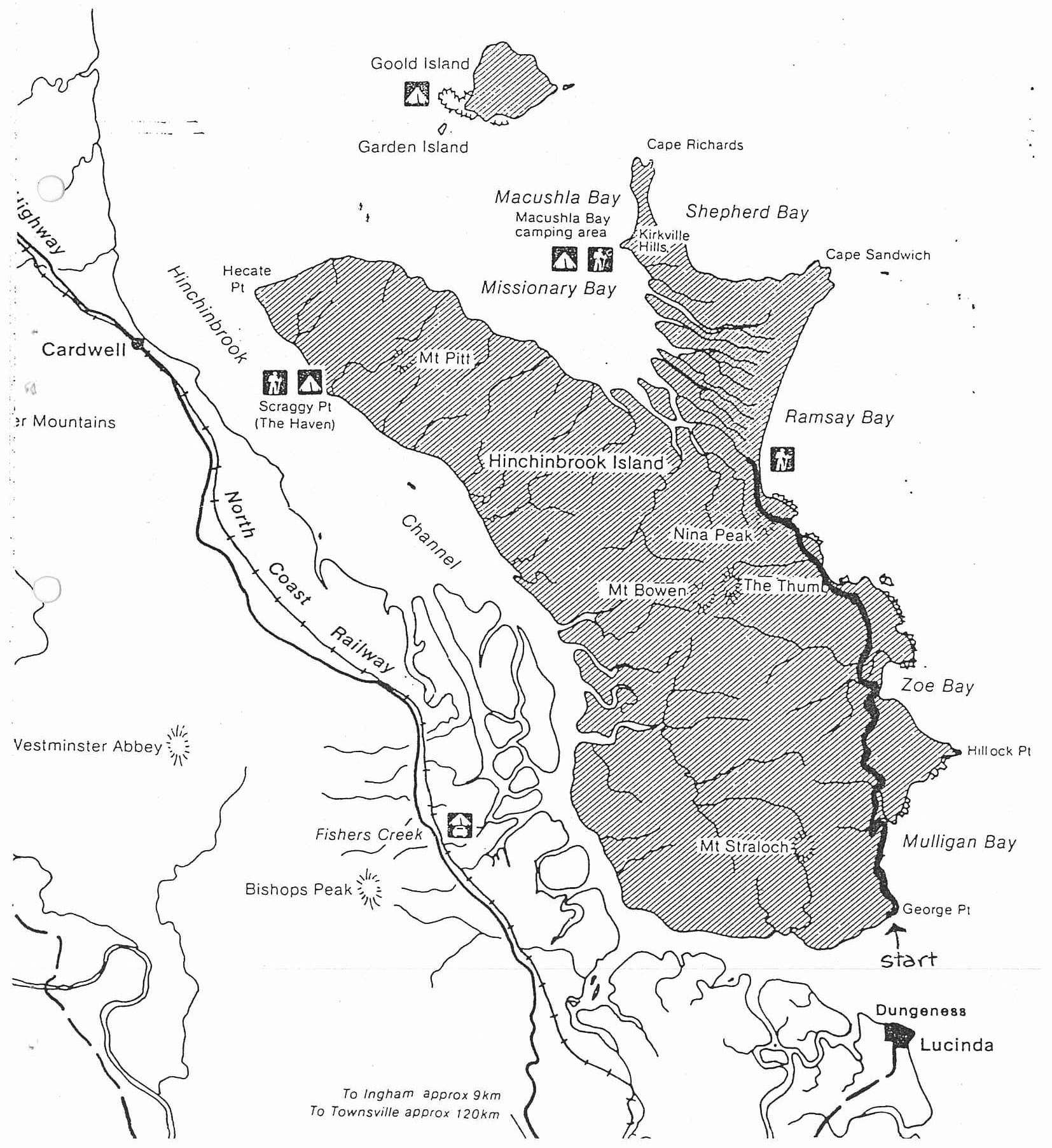 Map of Hinchinbrook Island Area
