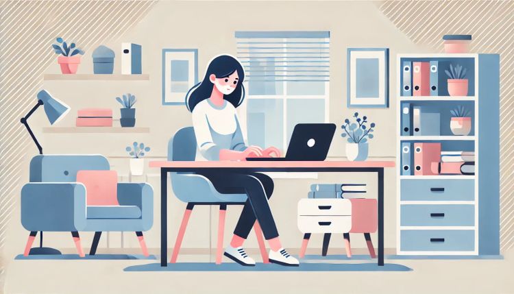 lady formatting a blog post on her laptop