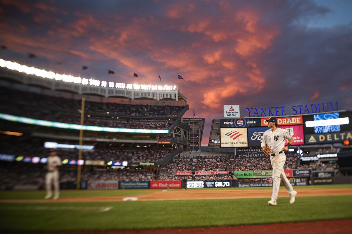 Yankees right fielder Spencer Jones (78) runs off the field after the top of the fourth inning against the Cincinnati Reds at