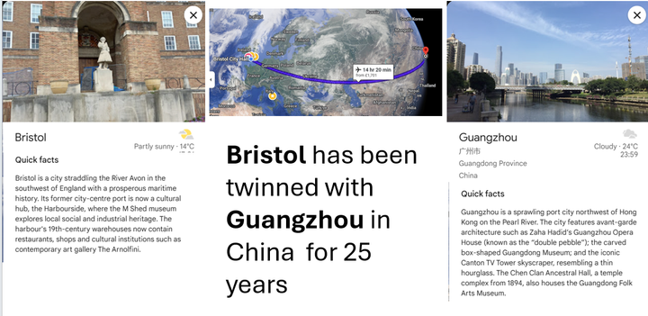Why is Bristol twinned with Guangzhou?