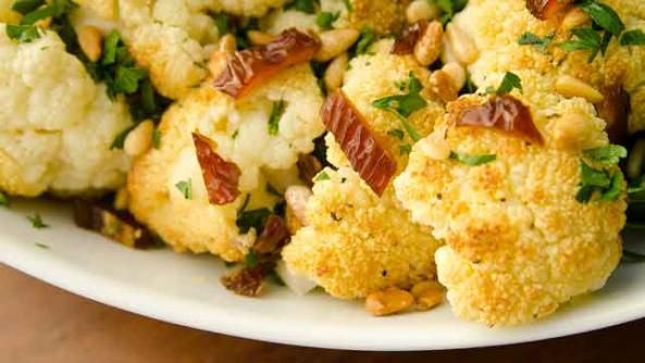 Roasted Cauliflower with Medjool Dates and Walnuts