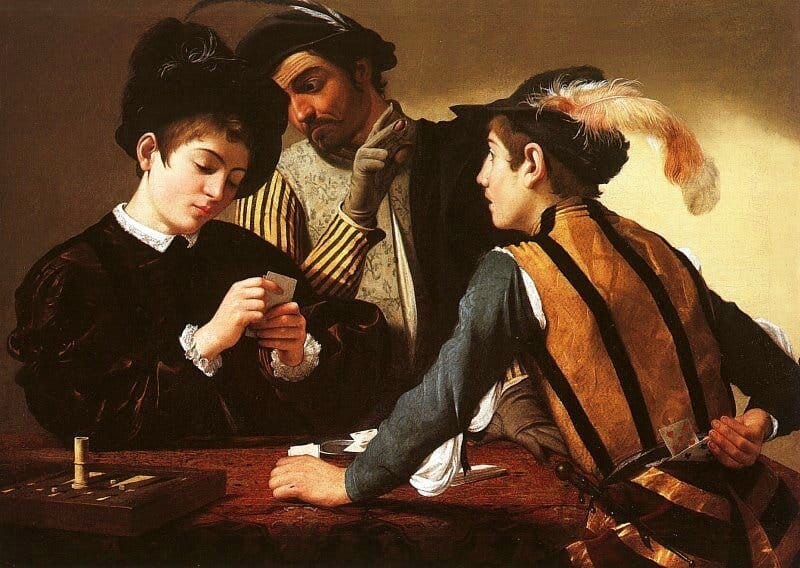 Caravaggio,&nbsp;The Cardsharps, 1594