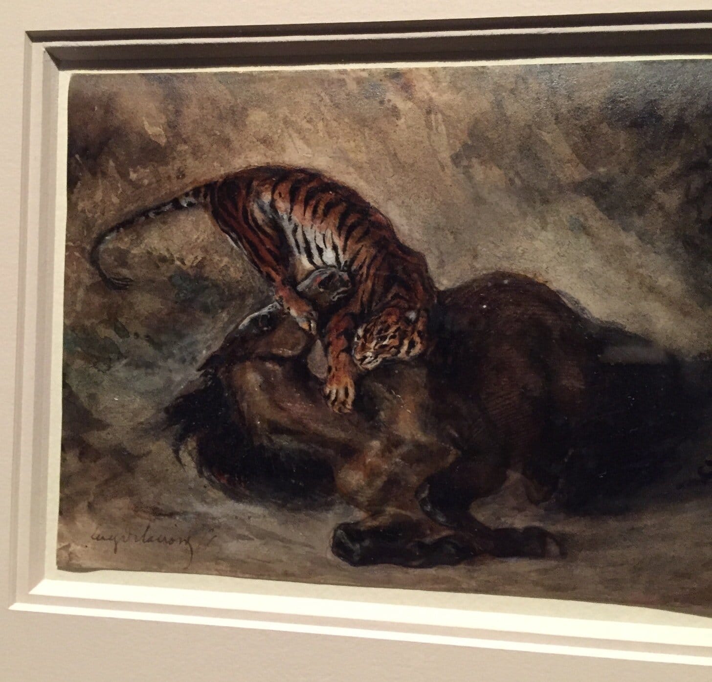 This tiger is really going after her vision.