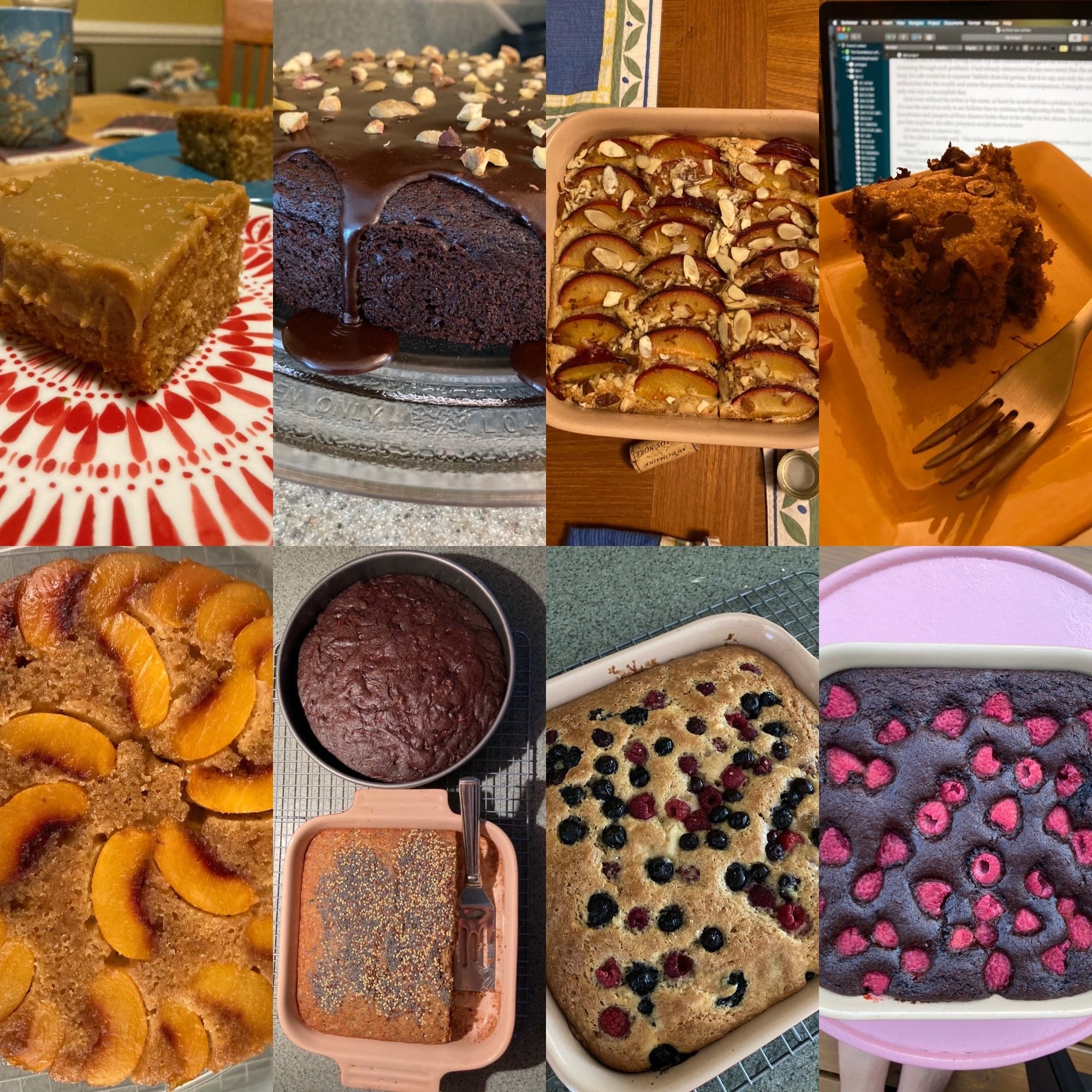 a collage of 8 different photos of cakes