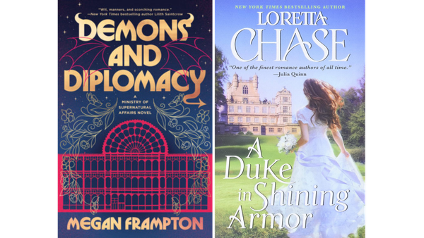 two book covers: Demons and Diplomacy by Megan Frampton and A Duke in Shining Armor by Loretta Chase