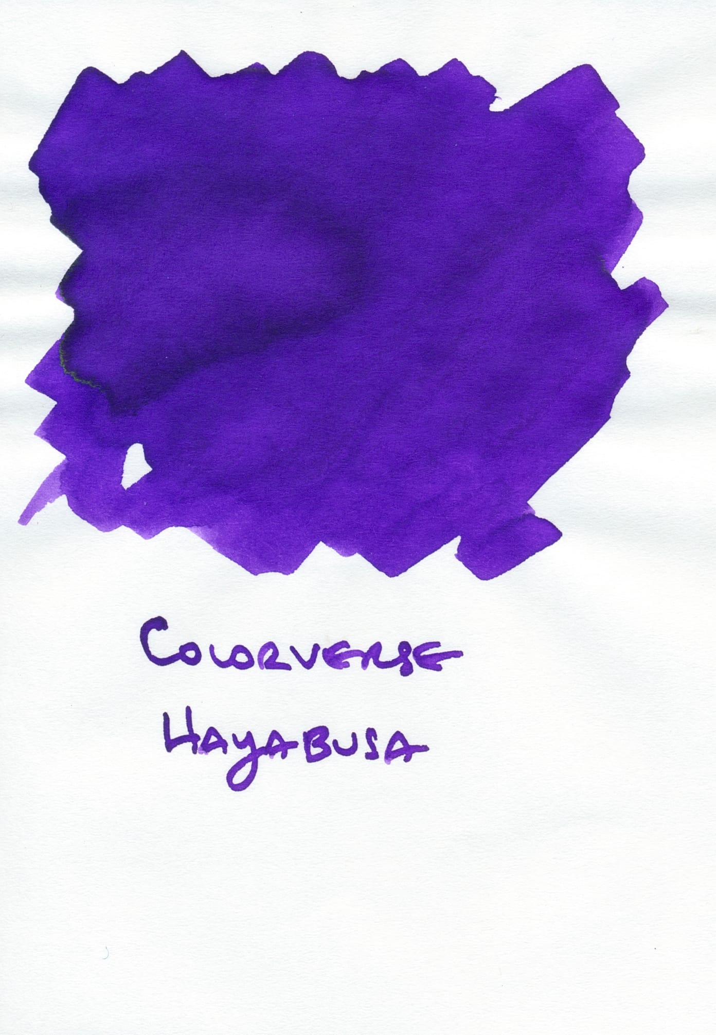 Fountain pen ink swatch labeled "Colorverse Hayabusa" underneath