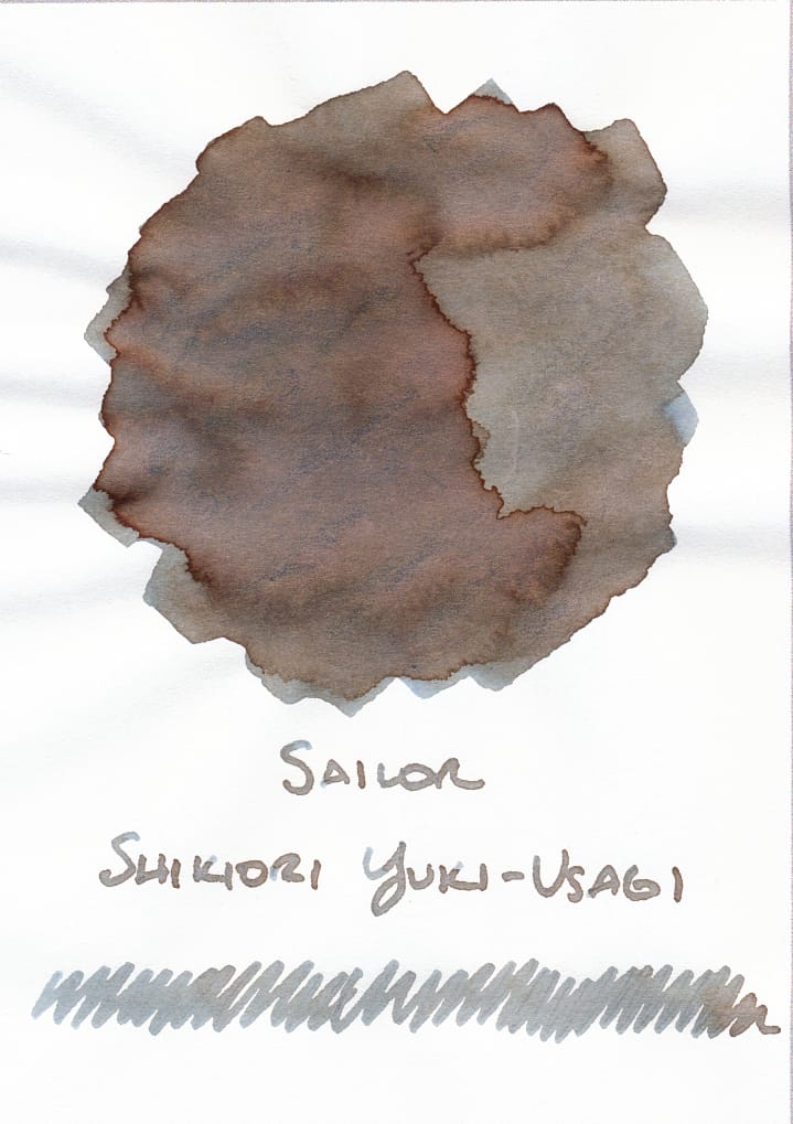 Blue-gray fountain pen ink swatch with brown shading