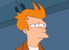 Animated gif of Frye from Futurama squinting his eyes, and the camera zooming in on his eyes
