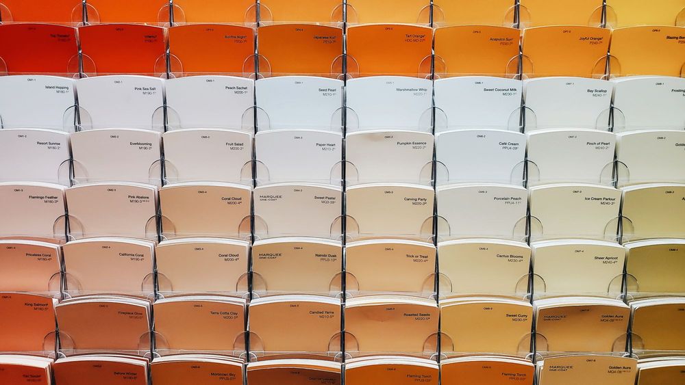 Closeup of Pantone colour swatches