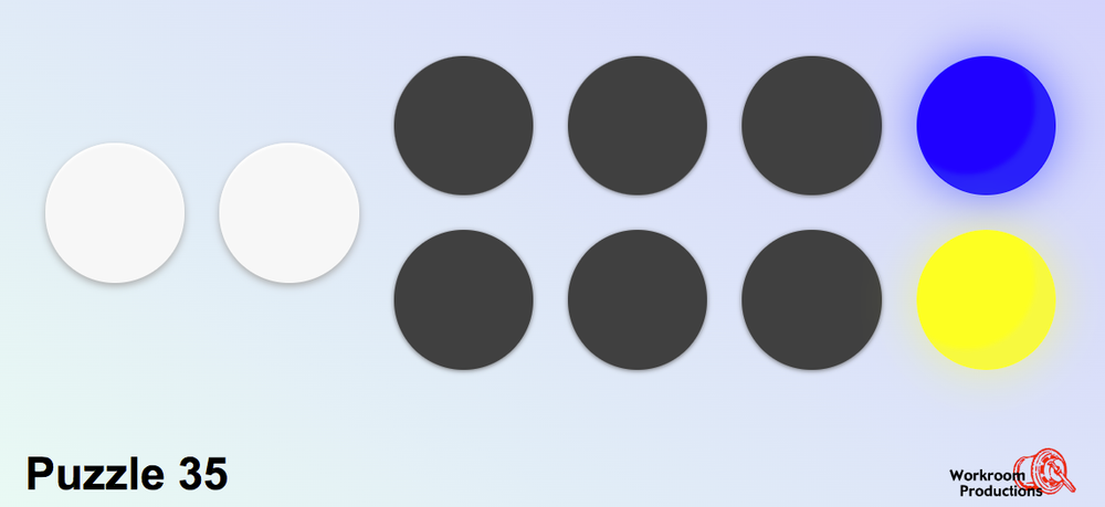 Several circles in black, white, yellow and blue, perhaps buttons and perhaps lights