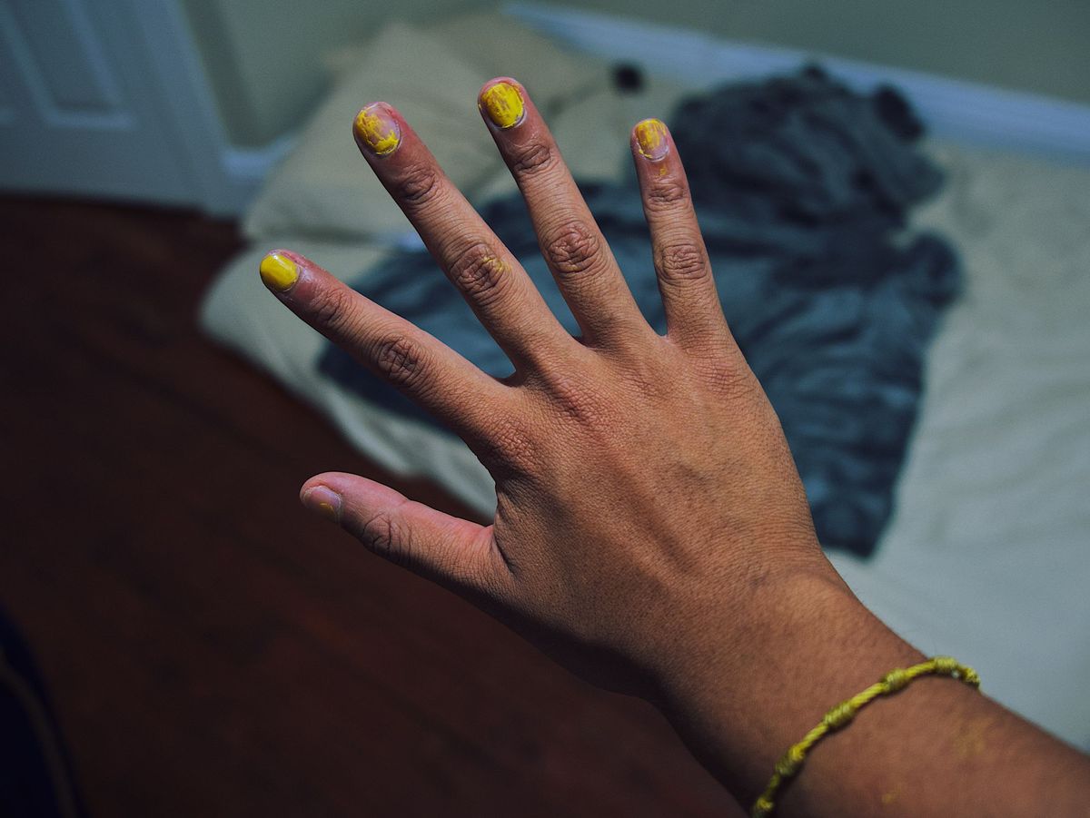 I put on yellow nail polish today.