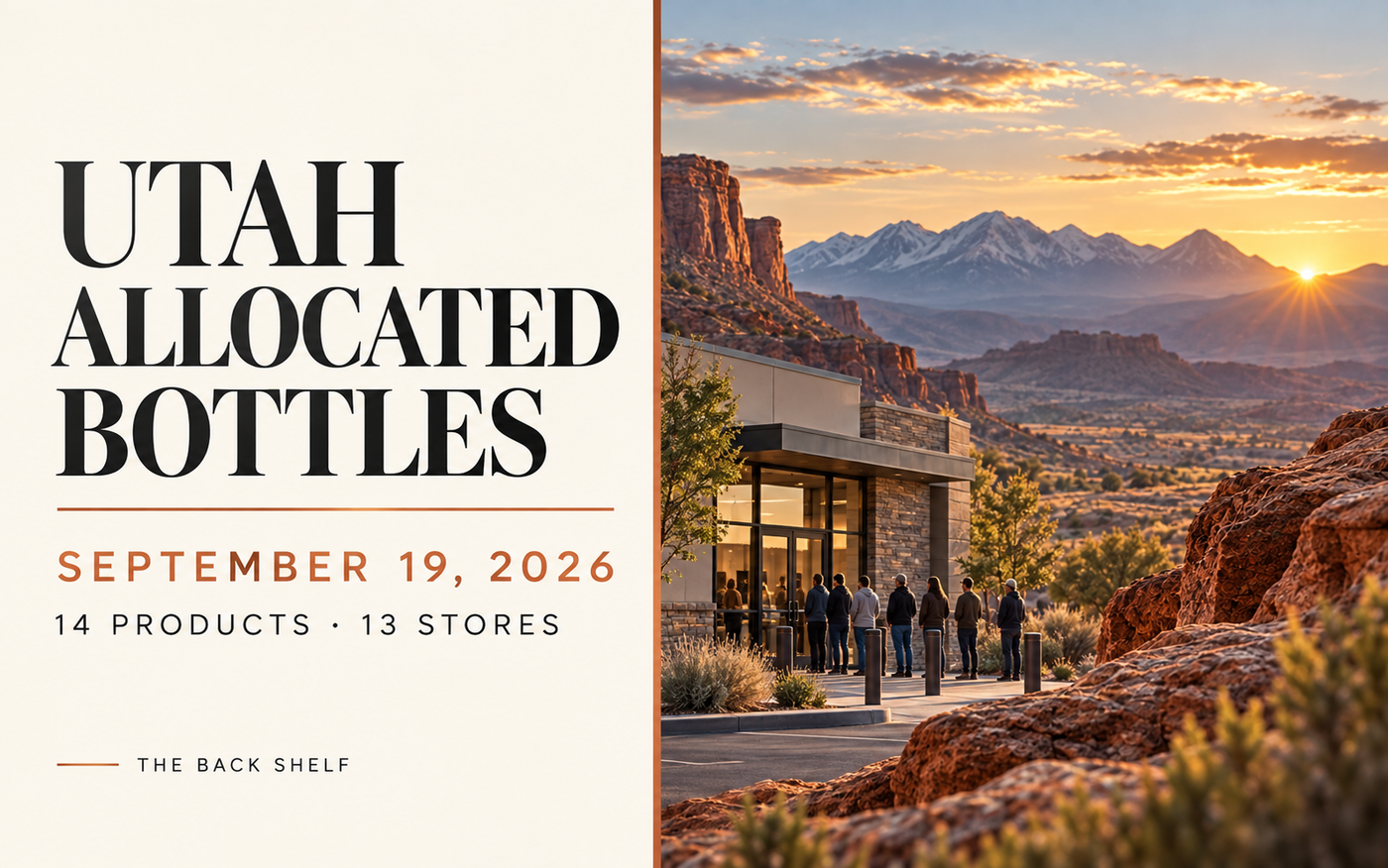 Utah Allocated Bottles cover for September 19, 2026, covering 14 products at 13 stores.