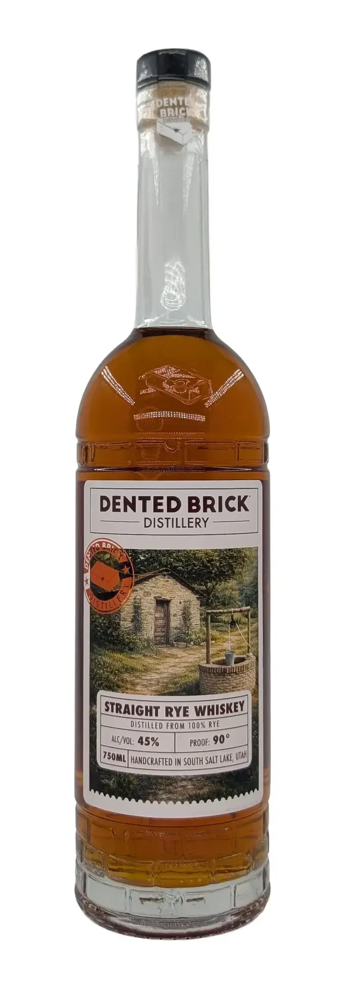 Dented Brick Straight Rye Whiskey bottle