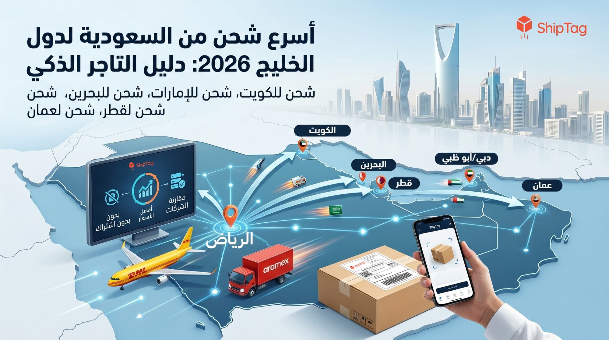 أفضل طريقة للشحن من السعودية إلى الإمارات والكويت ودول الخليج 2026