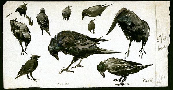 a painting of manyn crows