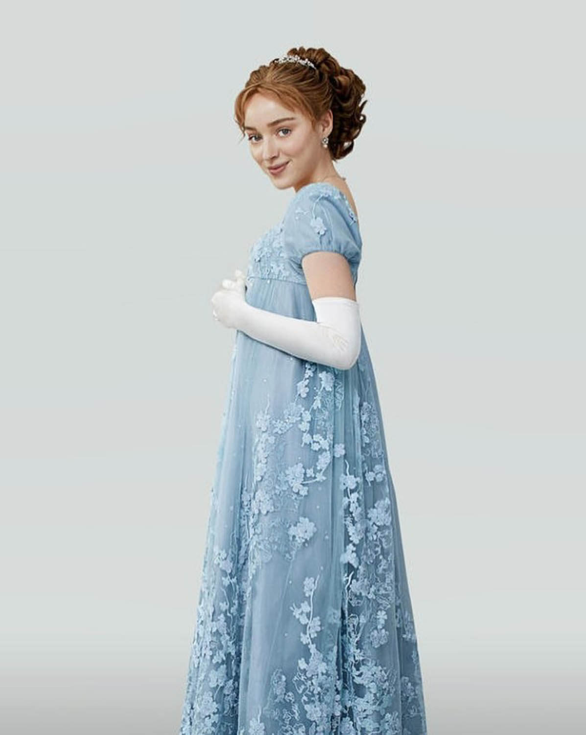 princess polly baby blue dress Daphne Bridgerton Iconic Blue Lace Dress TV Show 'Bridgerton'